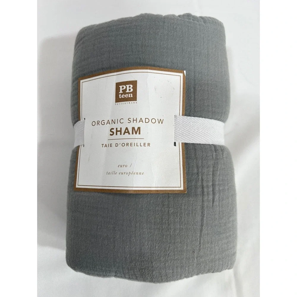 Pottery Barn Teen Sham Standard‎ Shadow Gray Organic Cotton Minimalist